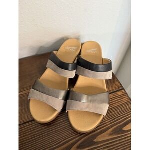 Dansko EU 41 US 10.5 Theresa Multi Leather Slip On Open Toe Sandals Shoes Clog